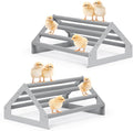 SHINOSKE 2 Pack Chick Perch,Chicken Toys for Coop,Wooden Chicken Roosting Bars with Metal Stand,Coop Accessories & Supplies for Chicks,Easy to Assemble,Grey(Small x 2)