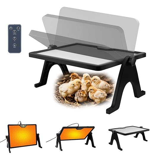 Brooder Plate for Chicks, Smart Chick Coop Heater Plate, Can Be Used for 25 Chickens,Chick Brooder Plate with Remote Control, Adjustable Temperature, Height and Angle, Coop Poultry Heating