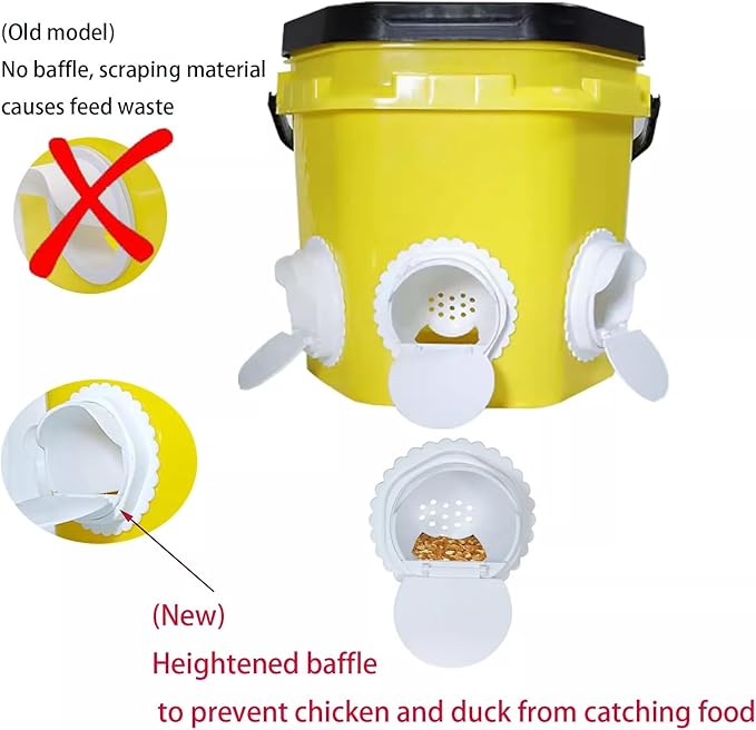 DIY Chicken Feeder, Automatic Anti-Rodent, Rainproof, No Waste, Gravity Chicken Feeder for Buckets, Boxes and Troughs (4pcs White)