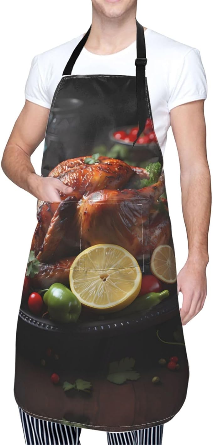 Tyrannosaurus rex Heavy Duty Waterproof Apron with Pockets for AdultsResistant Grilling, Gardening, Painting