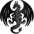 CREATCABIN Dragon Metal Wall Art Black Metal Wall Sculptures Iron Fly Dragon Western Fairytale Animal Wall Artwork Sign Ornament Decor for Living Room Office Garden Balcony Decoration 11.8 x 11.8 Inch