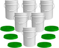 ePackageSupply 5 Gallon White Bucket with Green Gamma Seal Screw on Airtight Lid | Made in USA | Food Grade | Heavy-Duty HPDE Plastic | Durable 90 Mil Pail | Easy Stack and Store | BPA Free (6 Count)