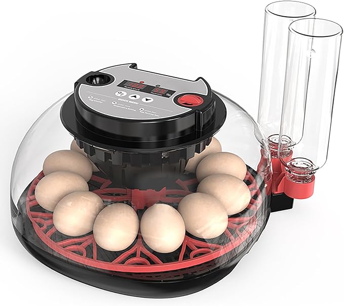 Smart Chicken Incubators for Hatching Eggs with Automatic Turner Small Poultry Duck Quail 12 Egg Incubator Temperature Control Display Hatcher Machine (M12 Pro)