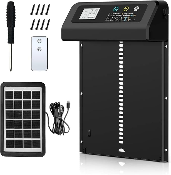 Automatic Chicken Coop Door Solar Powered Automatic Chicken Door with Timer Anti-Pinch Aluminium Alloy Chicken Door