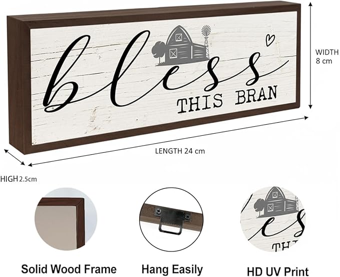Bless This Barn Sign, Wall Decors Art, Decorative Wooden Signs Decor, Farmhouse Wall Decoration, Tabletop Decors, Country Style Home Decor, Bar Owner Gift 9.5x3.1x1 inches