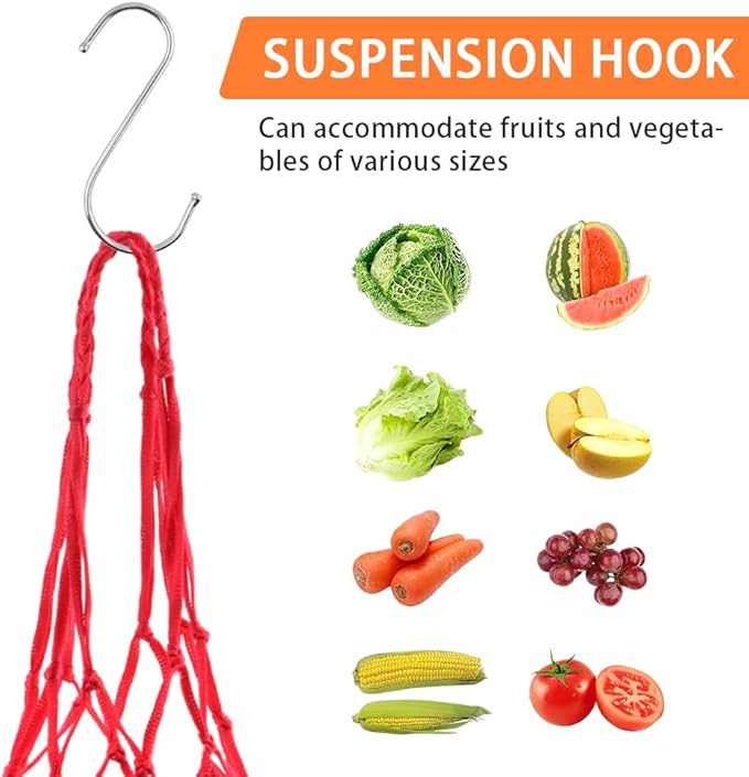 Balana 4pcs Chicken Vegetable String Bag Poultry Fruit Holder Chicken Cabbage Feeder Treat Feeding Tool with Hook for Poultry, Hens, Duck(Size:32g)