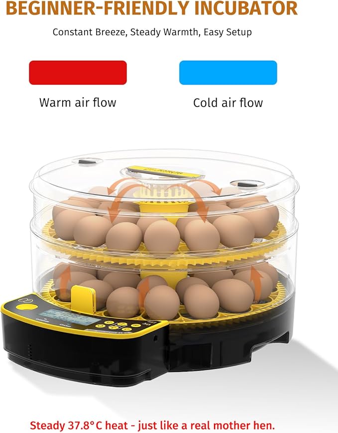 Egg Incubators for Hatching Eggs, Double-Layer 48 Egg Incubator with Temperature and Humidity Control, Egg Candler, Automatic Egg Turner, Clear Window Incubator for Chicks Duck Quail Eggs