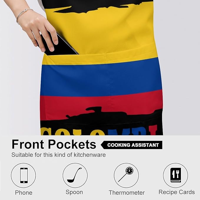 Bahamas Map Flag Apron,Waterproof Unisex Adult Aprons with Pockets Kitchen Baking Aprons