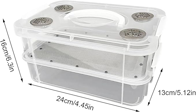 Mealworm Breeding Kit Rearing Container Worm Farm Box Superworm Habitat Feeder Storage for Bearded Dragon Birds Chickens Frogs Lizards Reptiles Sugar Gliders