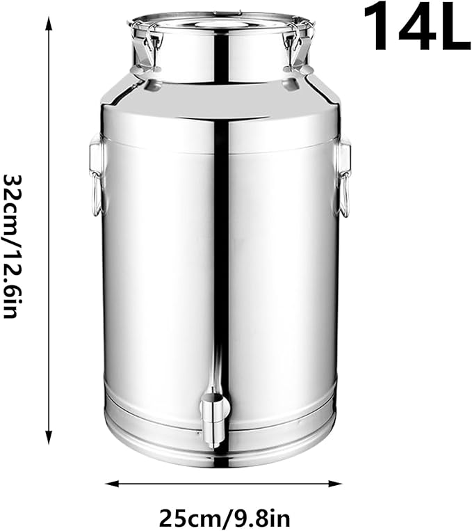 Oil Container - Airtight Stainless Steel Storage Bucket, 5L 9L 14L Large Capacity Canister with Sealed Lid Lock, Freshness Preserving Food Safe Function, Ideal for Flour Coffee Sugar Baking