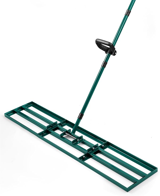 Lawn Leveling Rake 45x10'', Yard Leveling Rake for Soil with Adjustable Handle, Stainless Steel Lawn Leveler Tool for Garden, Backyard, Farm, Golf Course
