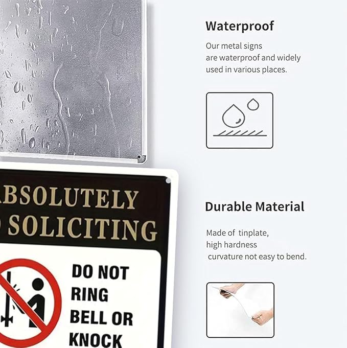 No Soliciting Sign for House Metal Signs- No Soliciting Yard Sign 8x12 Inch