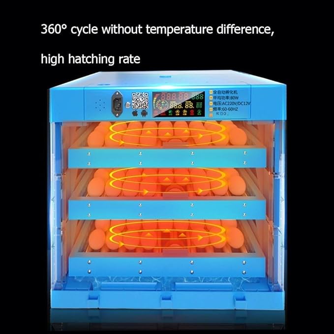192 Egg Incubator Automatic Turning, Digital Poultry Hatcher with LED Display Egg Tray Temperature & Humidity Control,Duck Chicken Bird