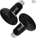 2 Pack 75W Black Ceramic Heat Emitter, Reptile Infrared Heat Lamp Bulb, No Light Emitted, Pet Brooder Coop Heater for Amphibians and Reptiles, Lizard, Turtle, Aquarium, Snake