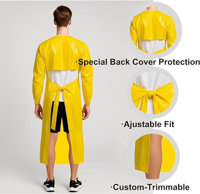 ELEBOX Waterproof Apron with Long Sleeves, Safety Apron Work Uniform for Men & Women, Chemical Resistance Anti-Tear Apron
