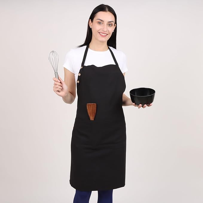 Kitchen Apron Cotton Waterdrop Resistant with adjustable Aprons for Women with Pockets 9 Color option Cooking