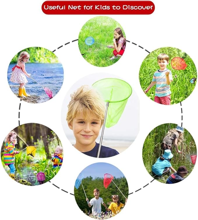 Shindel 6 Pack Bug Catcher for Kids, Kids Telescopic Butterfly Fishirng Nets, Extendable 32 Inch, for Outdoor Exploration, Science Projects, Bug Hunting, Fish Insect Ladybird