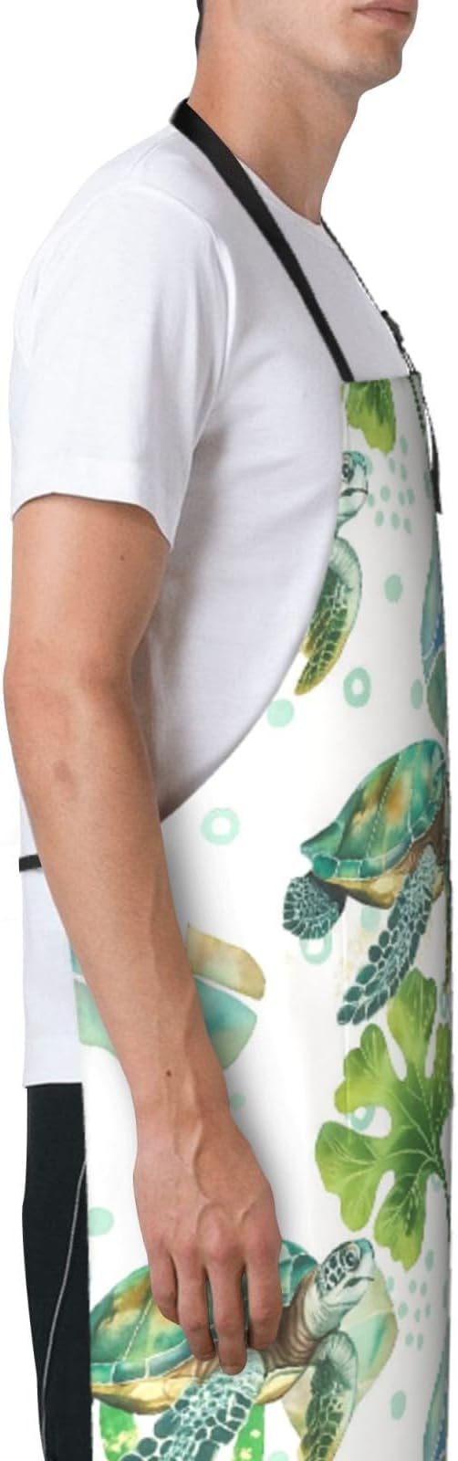 Serene Swan In Stream Adjustable Waterproof Apron Work Cooking Apron With Pockets For Men Women