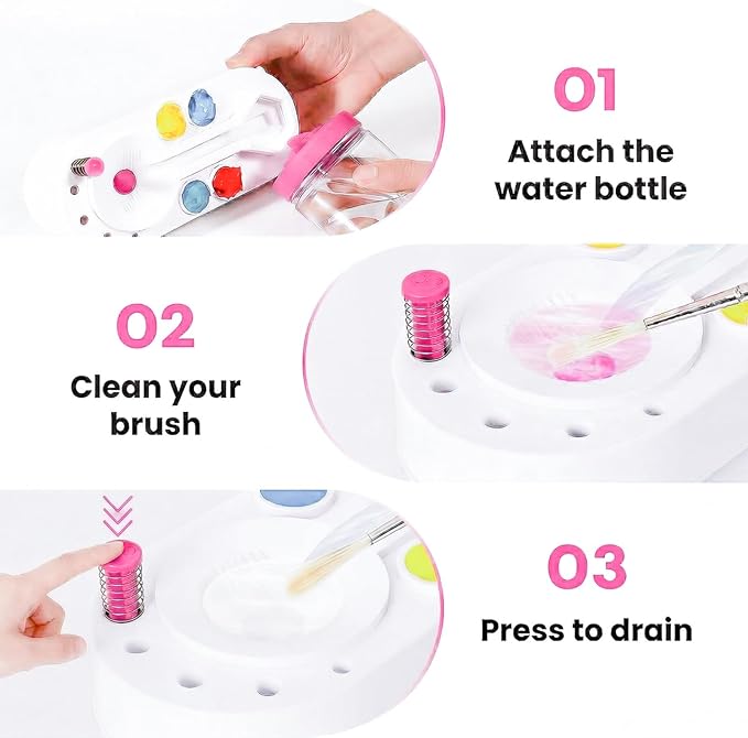 2026 Upgraded Paint Brush Cleaner for Artists, Kids Easter Painting Station with Brush Washer, Portable Paint Station & Rinsing Tool, Art Supplies Cleaning System for Children Adults