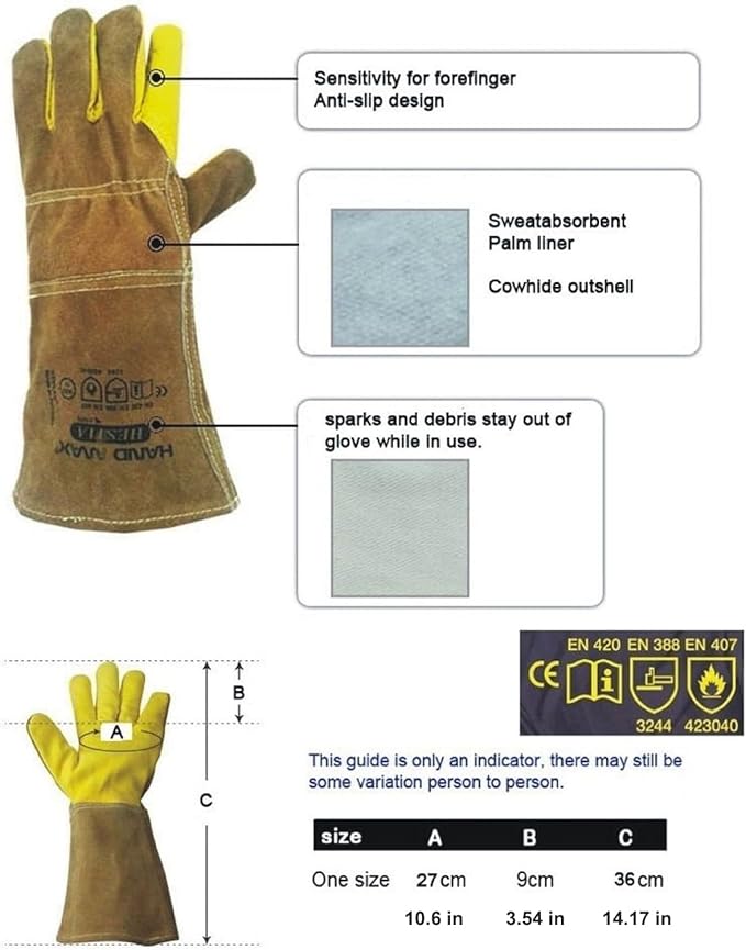 LENITH Animal Handling Gloves Bite Proof, Multi-purpose Pet Glove for Grabbing Reptile, Grooming, Trips to Vet Cat Dog Bird Falcon Livestock Snake Large