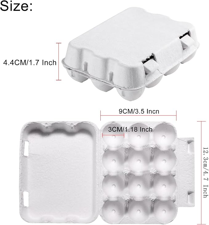 30 Pack Quail Egg Cartons, 3x4 Dozen Egg Carton, Blank Natural Pulp Eggs Container Holder Reusable for 12 Count Quail Huevo Storage Strong Tray for Refrigerator