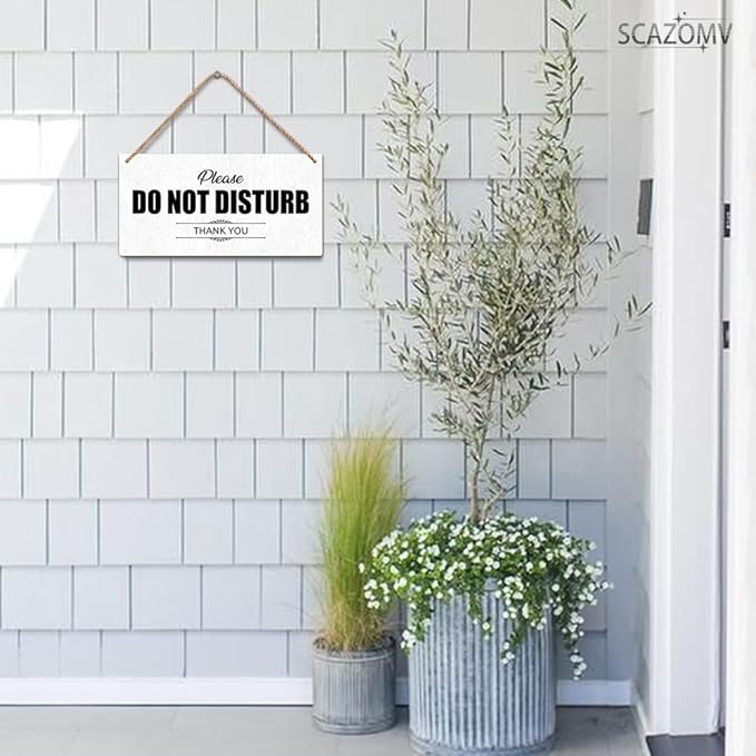 SCAZOMV Please Do Not Disturb Thank You Wood Sign Decor Funny Rustic Wood Front Door Sign Vintage Wall Hanging Plaque Porch Yard Studio Office Home Farmhouse Decor 10''x 5''