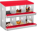 6 Compartment Chicken Nesting Boxes, Metal Roll Away Egg Laying Boxes with Removable Tray & Lid Cover, Chicken Coop Nest Box for Hens, Egg Protection Design (Without Legs) Orange