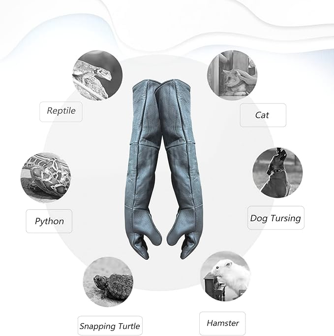 Animal Handling Gloves Bite Proof, 60cm/ 23.6In Bite Resistant Glove for Grooming, Gardening, Handling Cat/Dog/Bird/Snake/Lizard/Falcon/Reptile, Anti-Bite Protection Gloves (Brown)