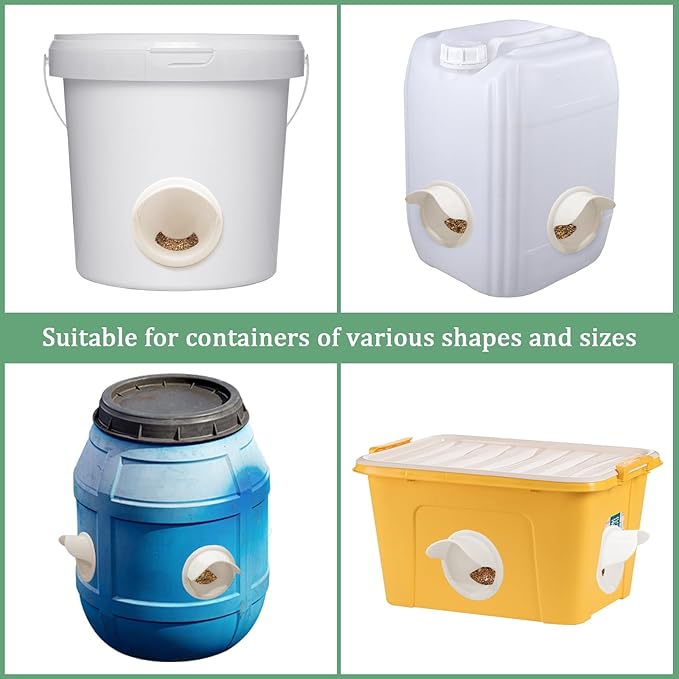 Chicken Feeder No Waste, 6 Ports Automatic Chicken Feeders with Hole Saw, Separate Feeding for Chickens, Poultry Pro Feeder Suitable for Buckets, Bins, Boxes, and Tanks