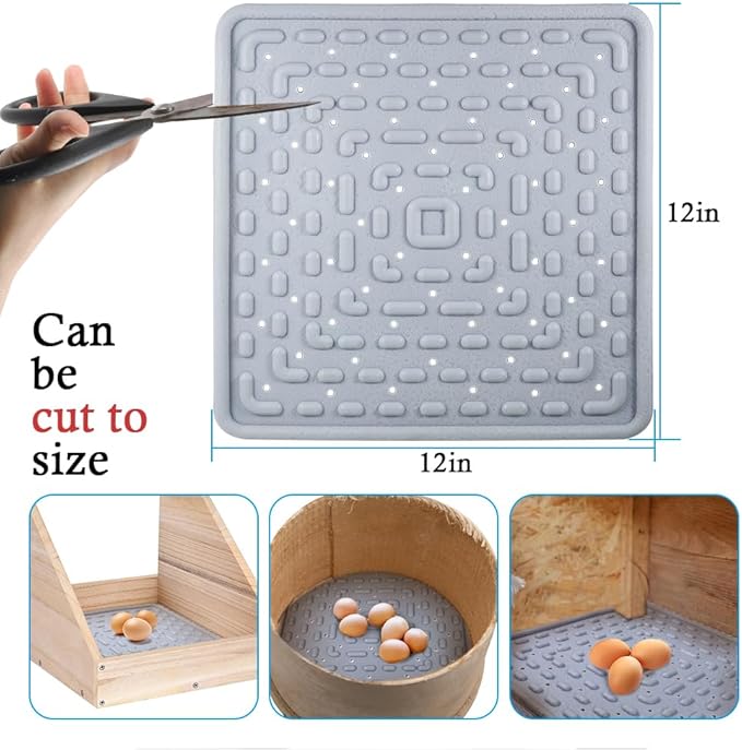 6 Pack Nesting Pads for Chicken Coop, 12"x12" Chicken Nesting Pads for Laying Eggs, Washable & Reusable Silicone Nesting Pads for Chicken Hen Small Pets (Grey)