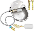 Automatic Animal Drinking Water Trough Bowl, 304 Stainless Steel Outdoor Waterer for Dog Horse with Float Valve includes Bowl, Pipe Hose, 2 Float Valves, Quick Connector Adapter and Countersunk Bolts