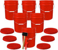 ePackageSupply 5 Gallon Plastic Bucket with Airtight Lid | Made in USA | Food Grade Bucket | BPA-Free | Heavy Duty 90 Mil All Purpose Pail | One 12" Rubber Mallet & One Lid Opener Included | 6 Pack