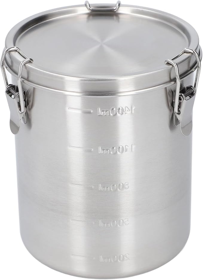 Stainless Steel Dog Food Storage Container with Airtight Lid and Locking Clamp Large Leak Proof Metal Dog Cat Food Container for Rice Cereral Grain Flour (1600ML)