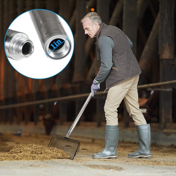 Large Chicken Poop Scooper, 10 Inch Chicken Coop Rake with Adjustable Stainless Steel Ergonomic Handle (23 to 55 Inch) for Chicken Coop Cleaning Tools