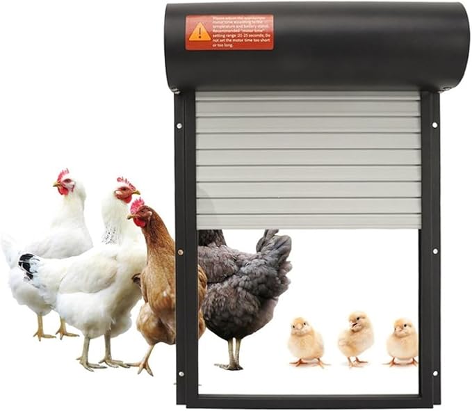 Chicken Doors Grey Solar Powered Time Control Programmable Automatic Chicken Coop Door with LED Display Controller for Farm Poultry Protection Iron Material 37x25cm