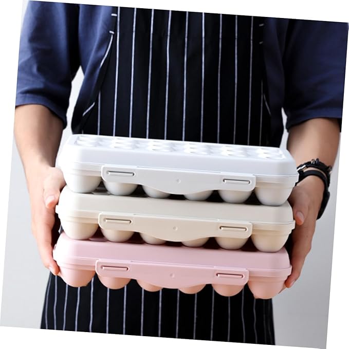 2Pcs Stackable Egg Storage Container Shatterproof Khaki Egg Holder for Refrigerator for Organizing Eggs and Maximizing Space Fridges