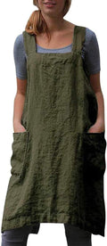 Japanese Pinafore Apron Smock Cotton Apron with Pockets Plus Size Aprons for Women