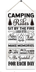 Camping Rules Sign, Campsite Decor, Laugh Sign, Make Memories Sign, Decorative Wood Hanging Wood Plaque, Camping Lover Home Decor, Camping Gift, Farmhouse Hanging Decor for Indoor Outdoor