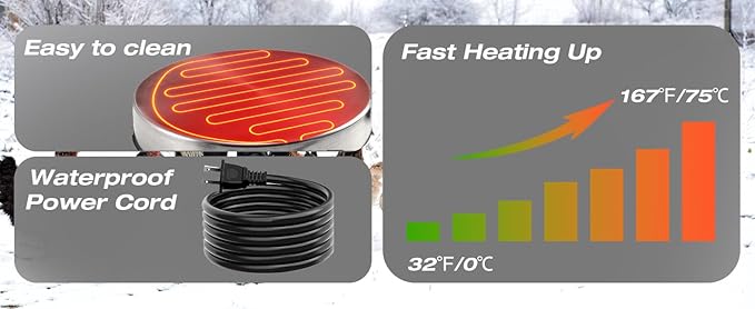 H&G lifestyles Chicken Water Heater, Heated Chicken Waterer,Poultry Water Heater for Winter, Compatible with 5 Gallons Chicken Waterer,13 Inches Stainless Steel Chicken Water Heater Base