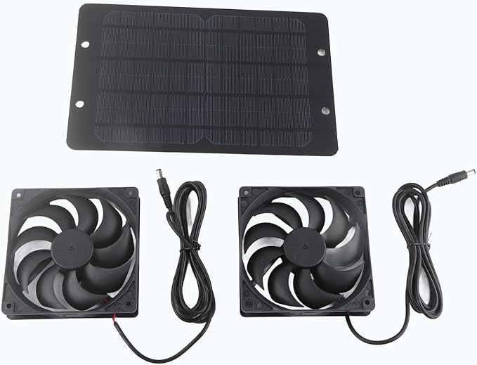 ‌shenruifa 10W Solar Greenhouse Fan Kit - 800mA Solar Ventilation Exhaust for Outdoor Sheds