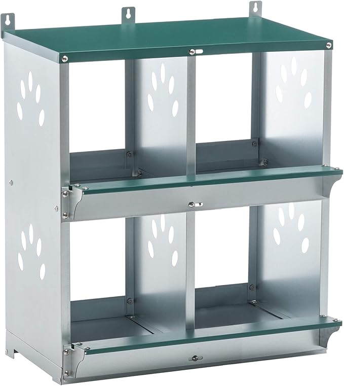 4 Compartment Chicken Nesting Boxes, Metal Nesting Boxes Wall Mount Chicken Egg Laying Box for Different Chicken Breeds (4 Holes)