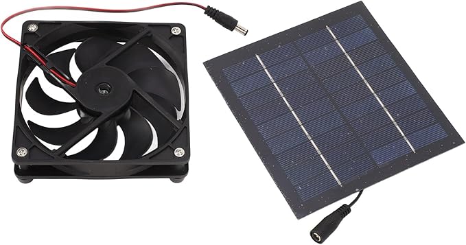 Solar Fan, Solar Powered Fan Exhaust Fan Solar Panel Fan Kit 50w Greenhouse Fan Solar Attic Fan, Chicken Coop Accessories for Home Shed Chicken Coop Pet House Window Black
