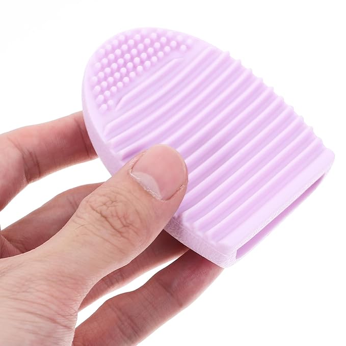 Beaupretty Makeup Brush Cleaning Mat Silicone Egg Shape Scrubber Pad Reusable Durable 3.14X2.16X1.18In for Travel Gym Home Use