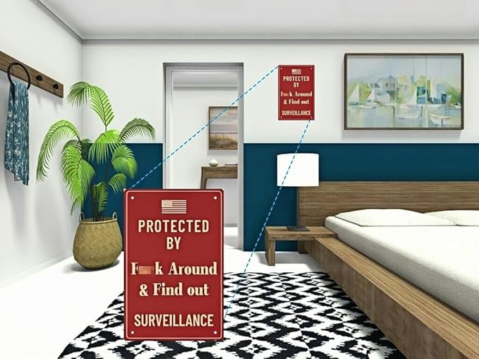 Funny Warning Metal Tin Sign - Weatherproof Outdoor Safety Sign - for Home, Garage and Office - 8x12 Inch