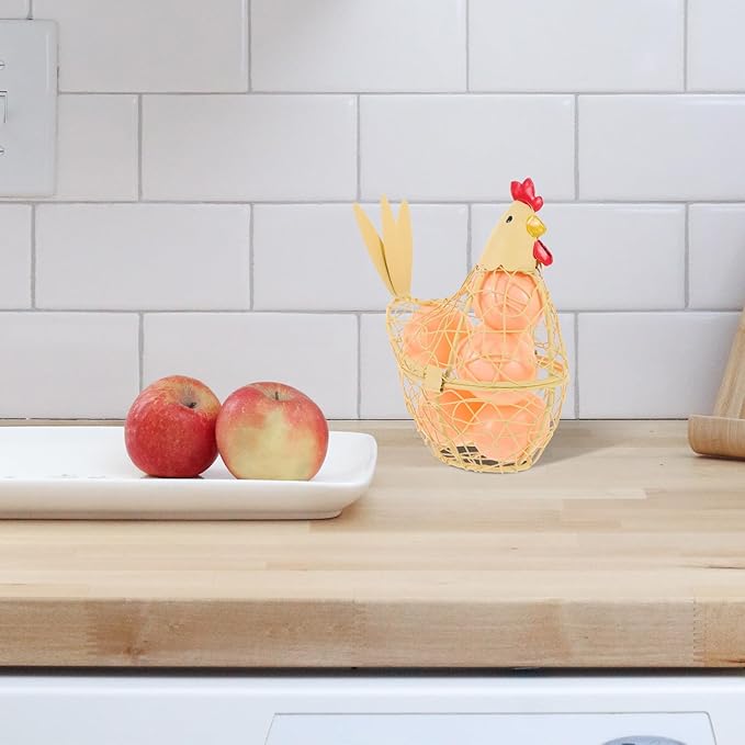 PRETYZOOM Chicken Basket for Eggs Wire Egg Holder Farm Fresh Egg Storage Container Decorative Chicken Styling Decoration for Kitchen and Dining