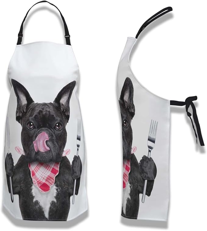 Aprons for Cooking for Men Funny French Bulldog Dog Mans Chef Apron for Kitchen Cooking Restaurant BBQ Painting Crafting Gardening 27” (W) x 31” (H), Waterproof Apron