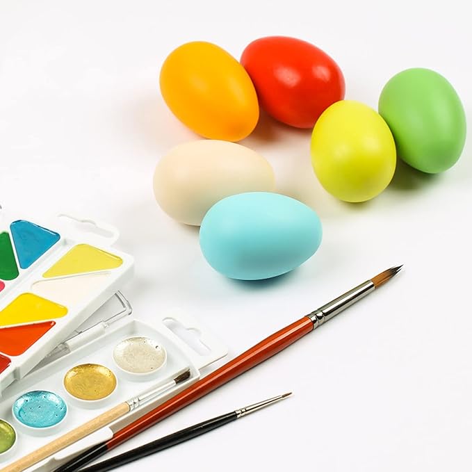YunKo 6Pcs Wooden Fake Nest Eggs Easter Eggs for Craft Get hens to Lay Eggs 3 Colors