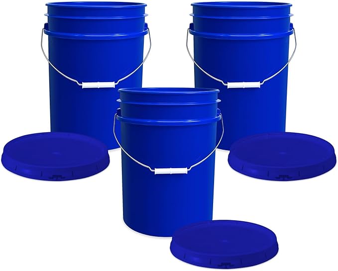 ePackageSupply 5 Gallon Bucket with Airtight Lid | Made in USA | Food Grade | Heavy-Duty Premium HPDE Plastic | Durable 90 Mil All Purpose Pail | Easy Stack and Store | BPA Free | 3 Count