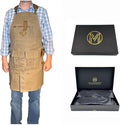 Mt Diablo 16oz - Woodworking Apron - Work Apron with Duck Weave Paraffin Waxed Canvas, Genuine Leather - Fits XS-XL