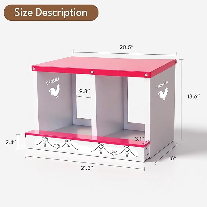 2 Hole Chicken Nesting Box for Laying Hens - Automatic Rollout Egg Collection, Heavy Duty Metal Nesting Boxes with Swing Perch for Chicken Coops, Secure & Easy Clean Poultry Nest Box